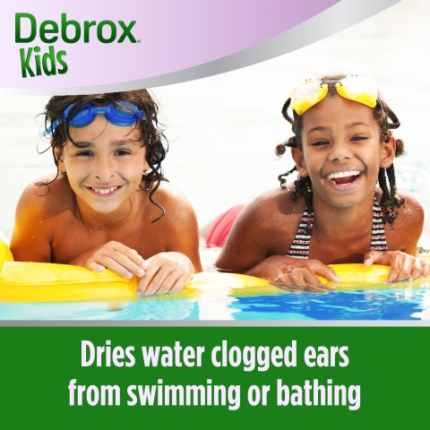 Debrox dries water clogged ears from swimming or bathing